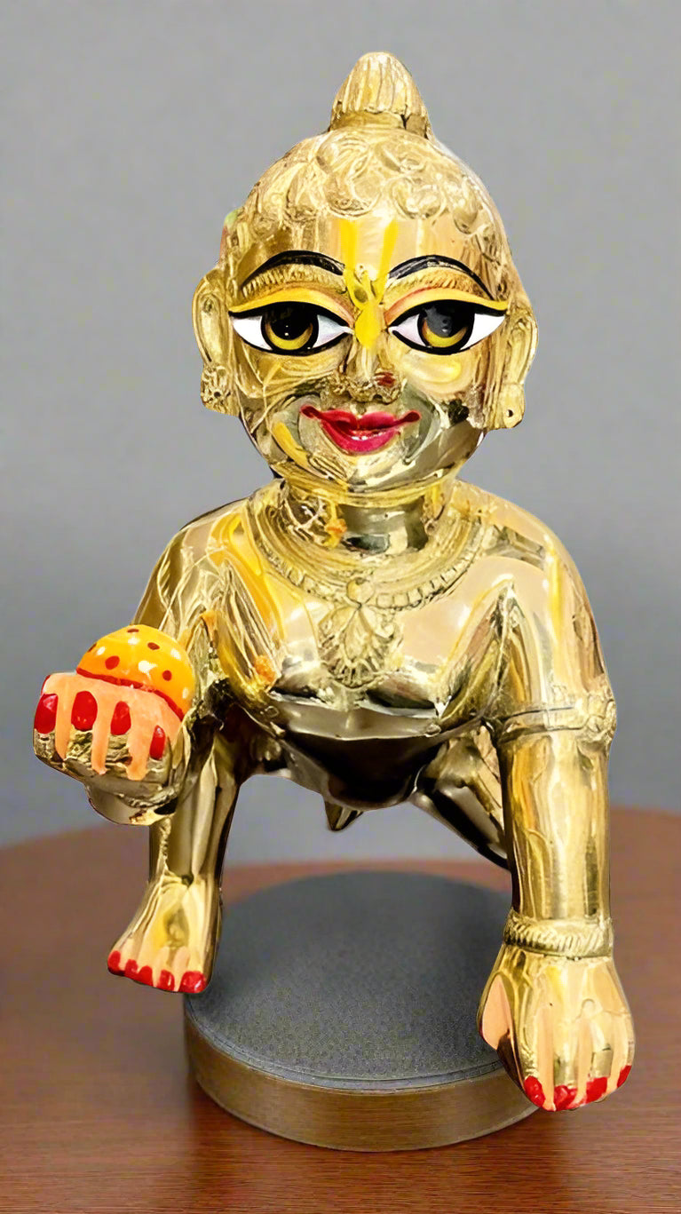 Brass laddu Gopal Statue Painted